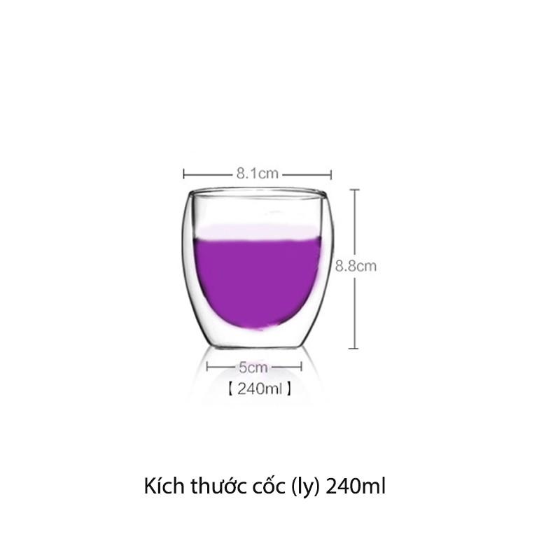 Cốc thủy tinh 2 lớp giữ nhiệt uống trà và cafe 80ml-240ml -350ml-450ml-650ml