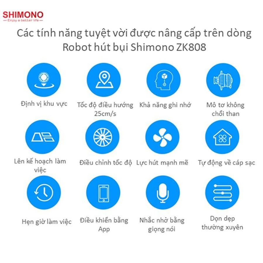 Robot hút bụi lau nhà Shimono ZK808 RB - Hàng chính hãng