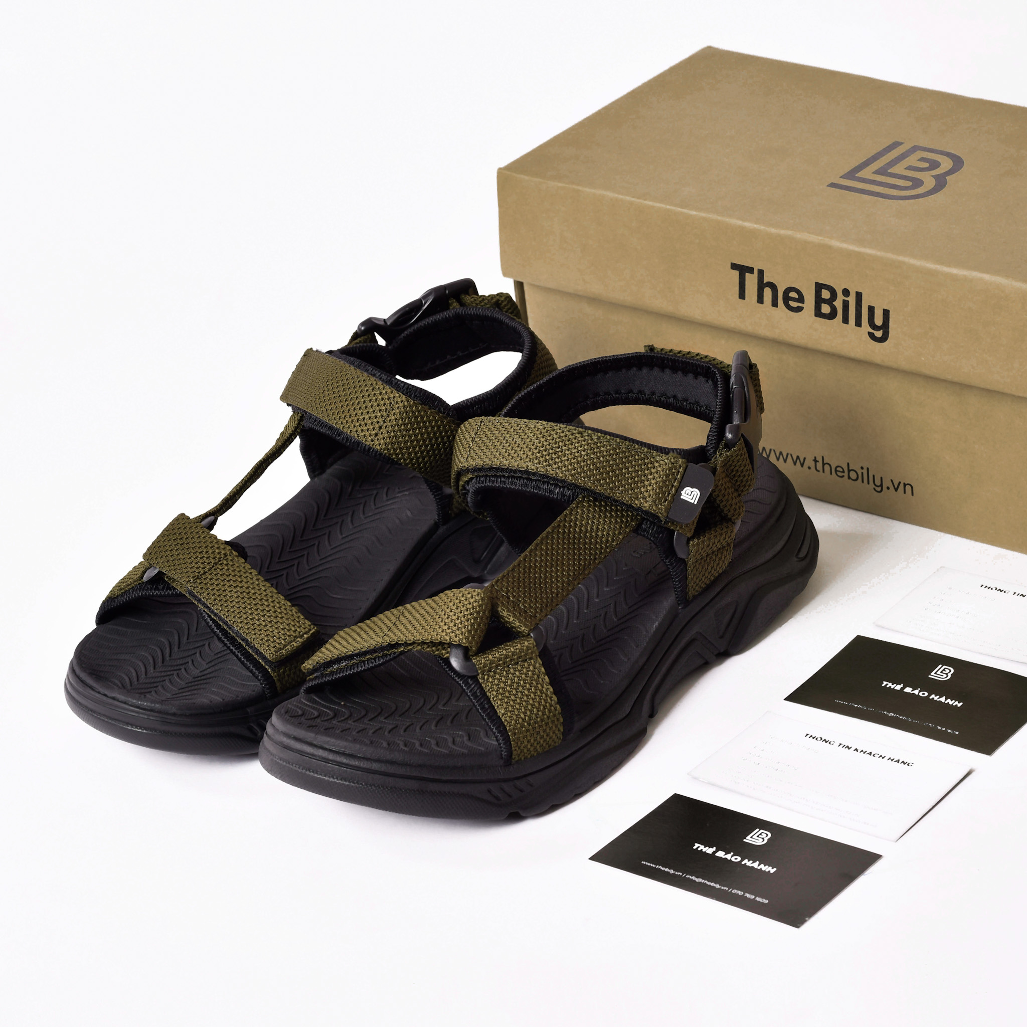 Giày Sandal Nam The Bily Quai Chéo - Xanh Rêu BL01XR