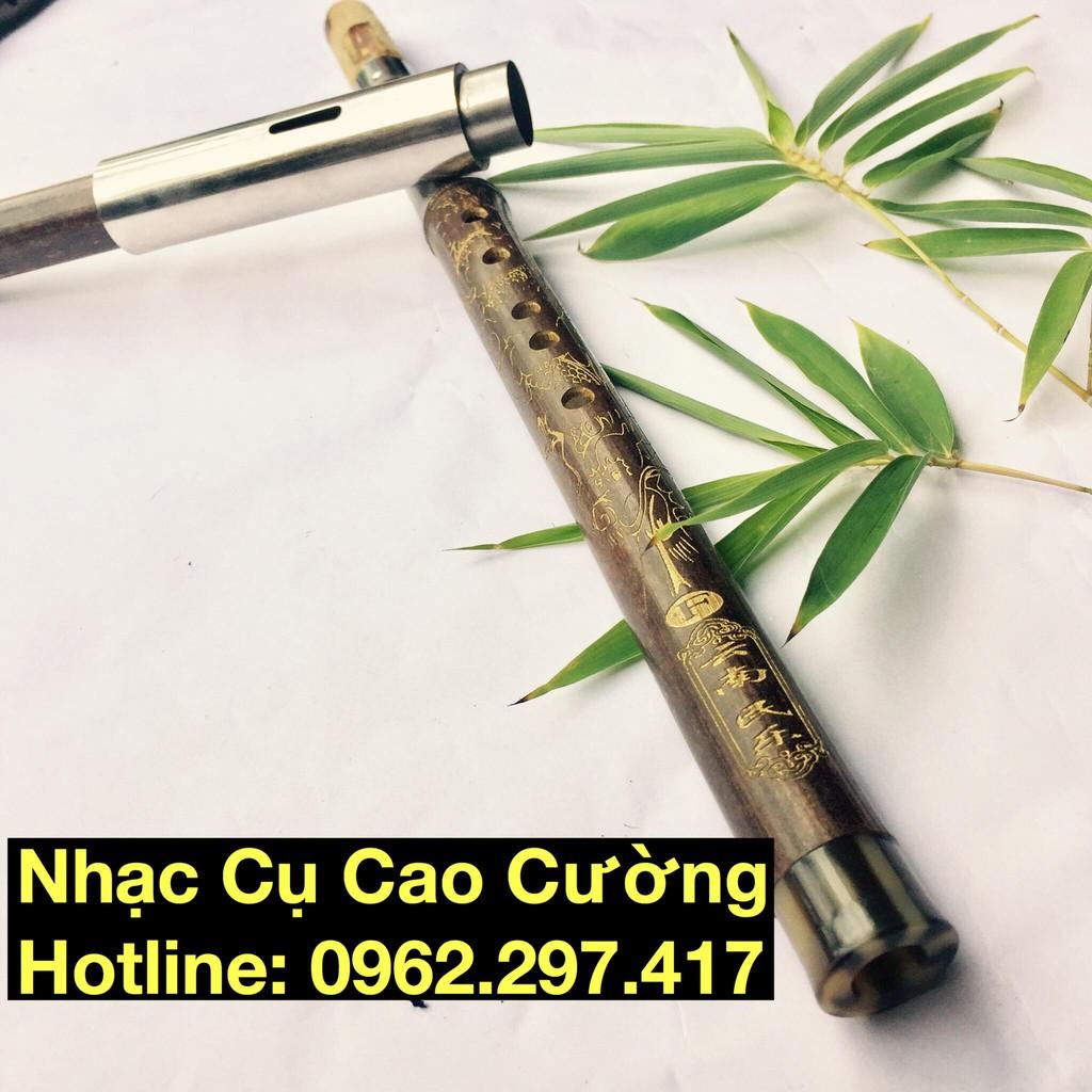 Sáo Mèo Tàu khắc Rồng khớp inox cao cấp