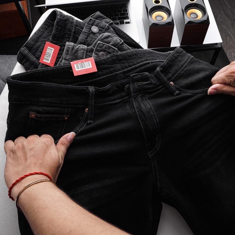 Quần short jean nam VNXK màu đen wash thời trang cơ bản