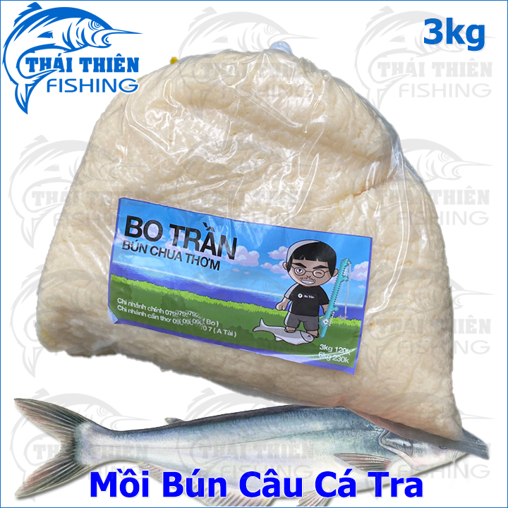 Mồi Câu Cá Tra, Bún Chua Thơm Bo Trần Túi 3kg Chuyên Tra Sông Tự Nhiên, Hồ Dịch Vụ