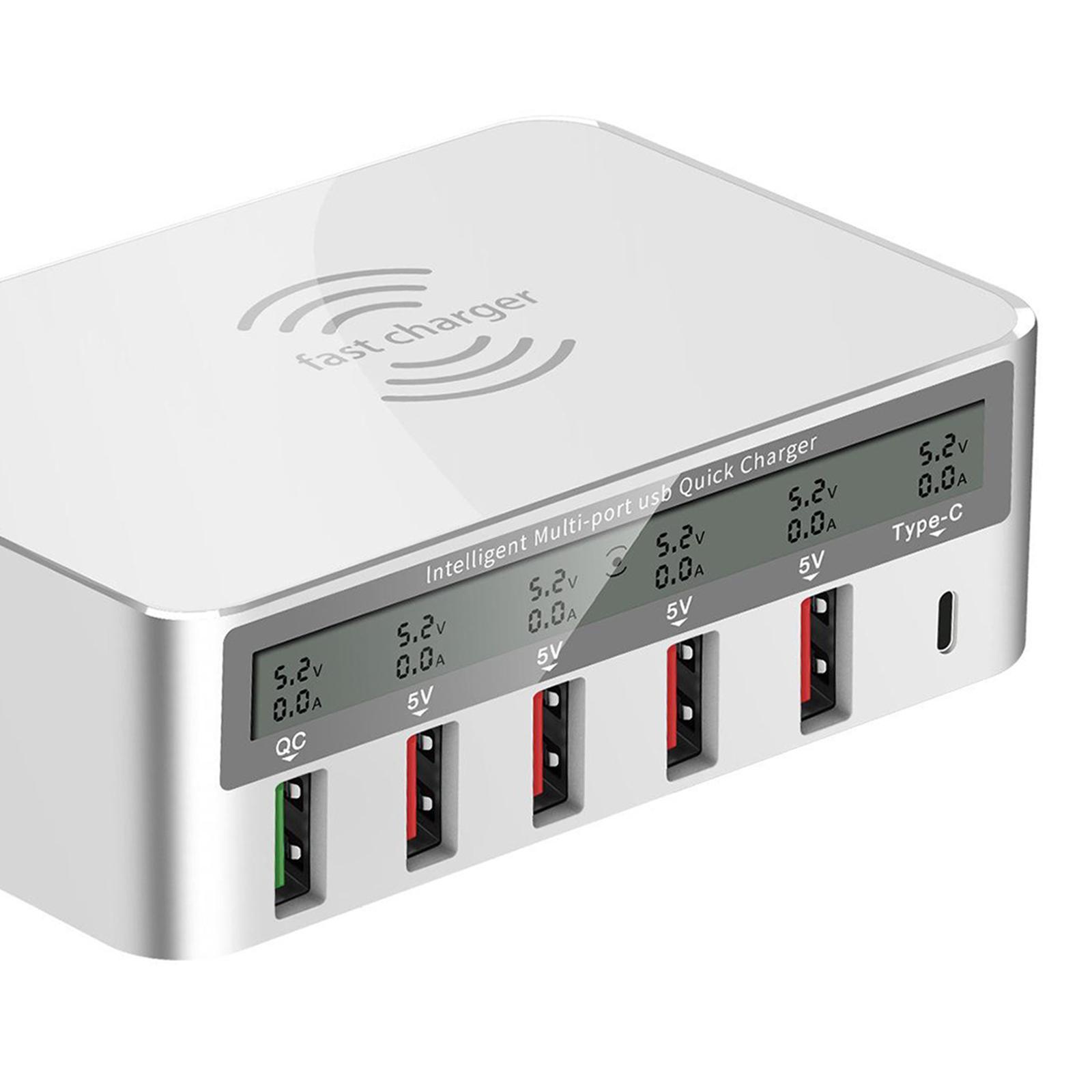 Wireless 5 USB QC 3.0 Fast Charging Station Dock LED Display for