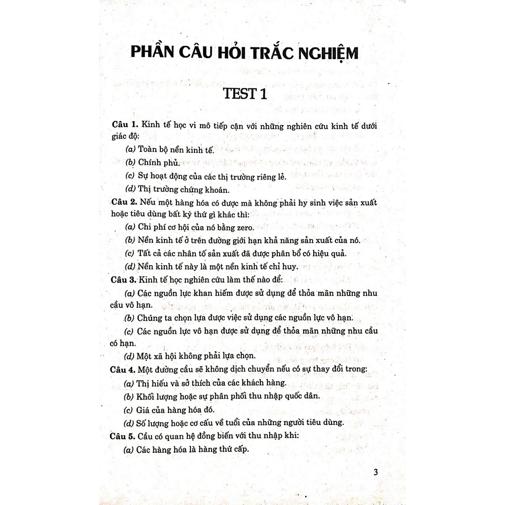 500 Câu Hỏi Trắc Nghiệm Kinh Tế Học Vi Mô