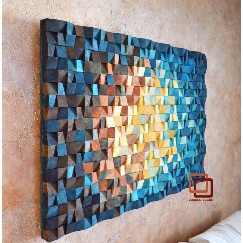 Tranh gỗ trang trí 3D SẮC MÀU (Wood mosaic) - (KÍCH THƯỚC 1,2m x 60cm)