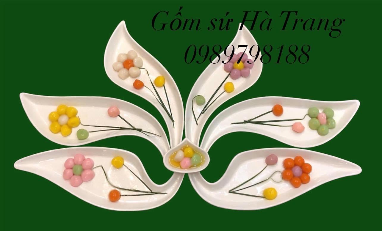 Bộ đĩa sen Việt Nam Tôi Yêu Việt Nam chất liệu gốm sứ Bát Tràng cao cấp