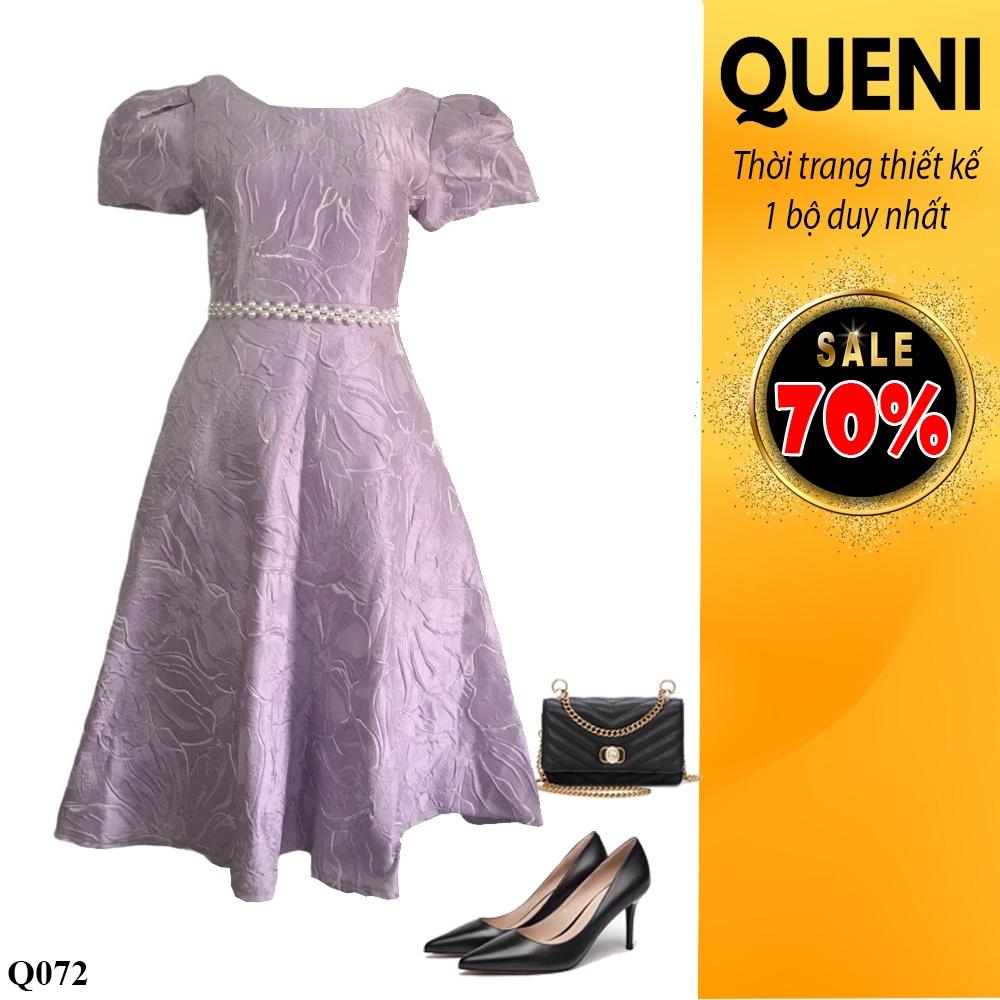 Đầm nữ gấm lụa 2 lớp công chúa thời trang thiết kế Queni Fashion Q072
