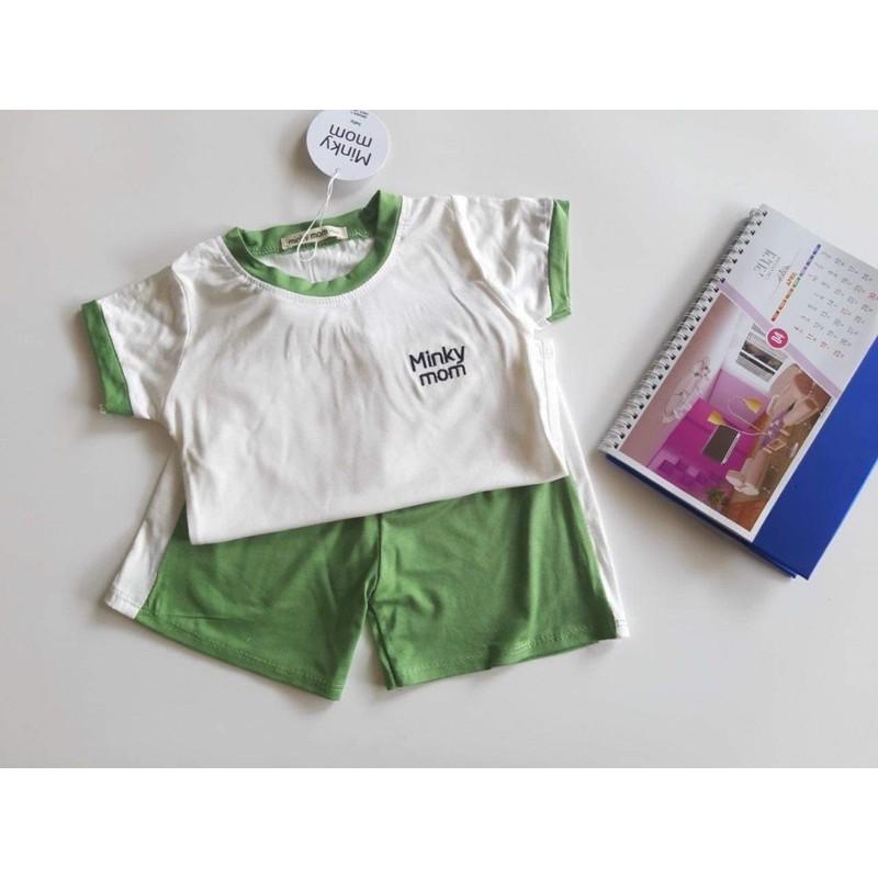 Bộ cộc thêu ngực trơn co giãn,mềm mịn cho bé từ 7-26kg