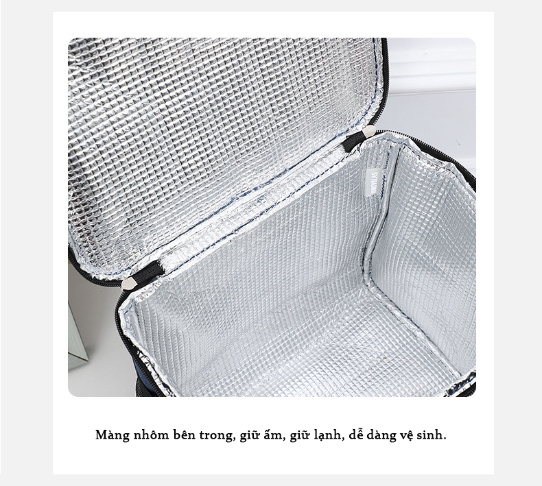 Túi Đựng Hộp Cơm Giữ Nhiệt Teement, Túi Đựng Đồ Ăn Trưa, Túi Chống Toả Nhiệt, Dày Dặn, Có Tay Xách, Dây Đai Đeo Vai, Thời Trang, Hiện Đại - Hàng Chính Hãng