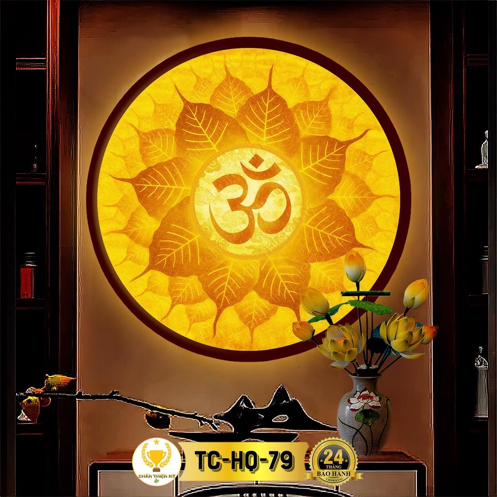 Đèn Thờ Hào Quang Phật Tranh Trúc Chỉ Tròn, Trang Trí Bàn Thờ, Hào Quang Trúc Chỉ Mandala Chữ OM TC-HQ-79