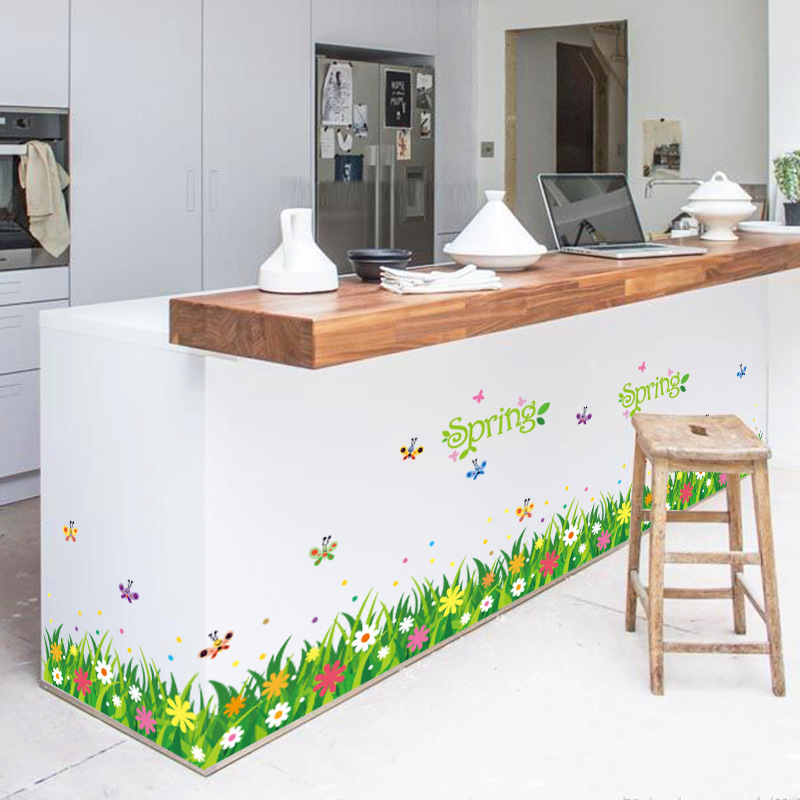 Decal dán chân tường Hoa cỏ xanh mùa xuân AmyShop DCT036 - 2 bộ ( 60 x 270 cm )