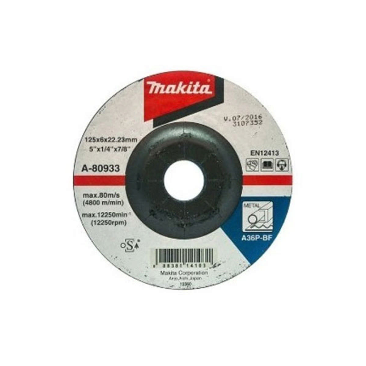 Đá mài thép A36P 125x6x22.23mm Makita A-80933