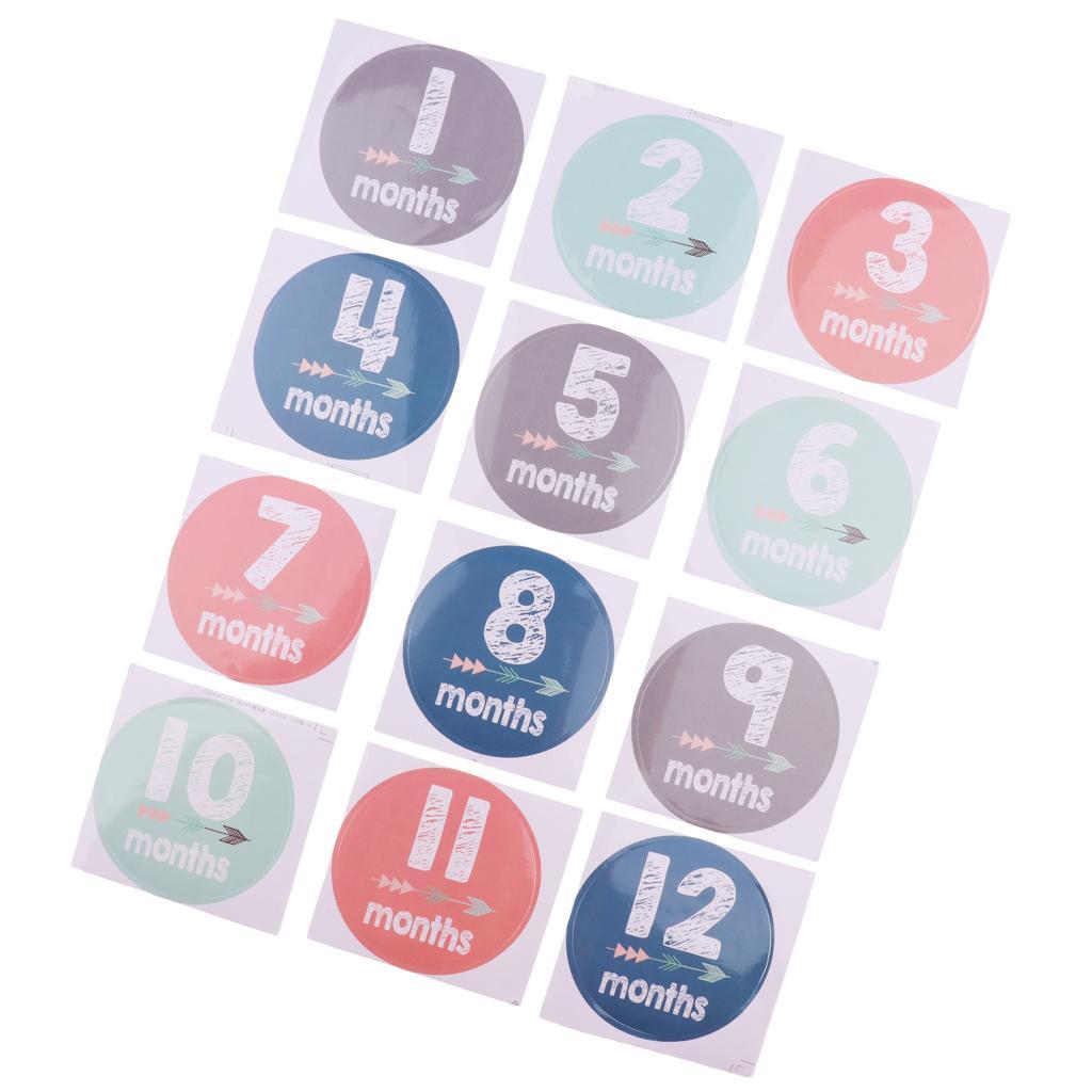 1-12 Months Baby Milestone Month Animal Stickers Baby Boys Girls Photo Props
