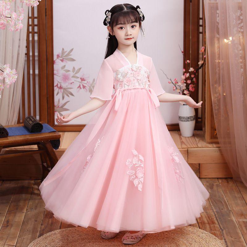 DONGSHOP HOT Cô gái Hanbok ăn mặc mùa hè 2023 váy trẻ em Trung Quốc phong cách cổ trang ăn mặc cô gái Tang ăn mặc mùa hè