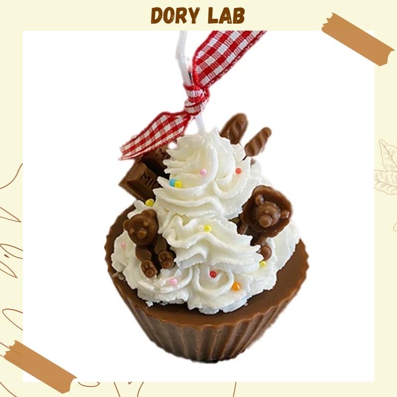 Nến Thơm Cupcake Sôcôla Phủ Kem Mix Topping Handmade, Phụ Kiện Decor Chụp Ảnh - Dory Lab