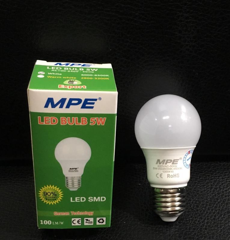 Bộ 3 Bóng Đèn LED Bulb MPE 5W 6000-6500K E27 Ø55 - Ánh sáng trắng