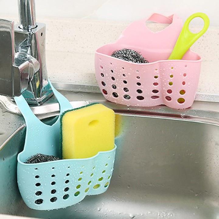 Giỏ nhựa dẻo đựng đồ treo vòi bồn rửa bát.