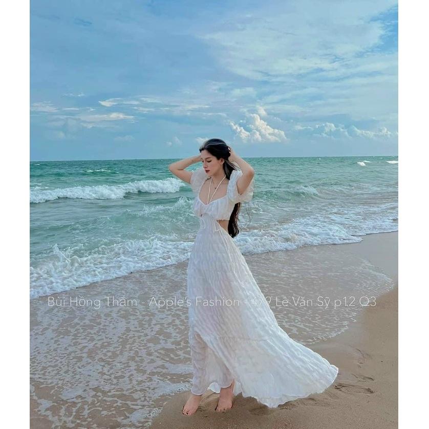 Đầm maxi xốp mocking cao cấp y hình