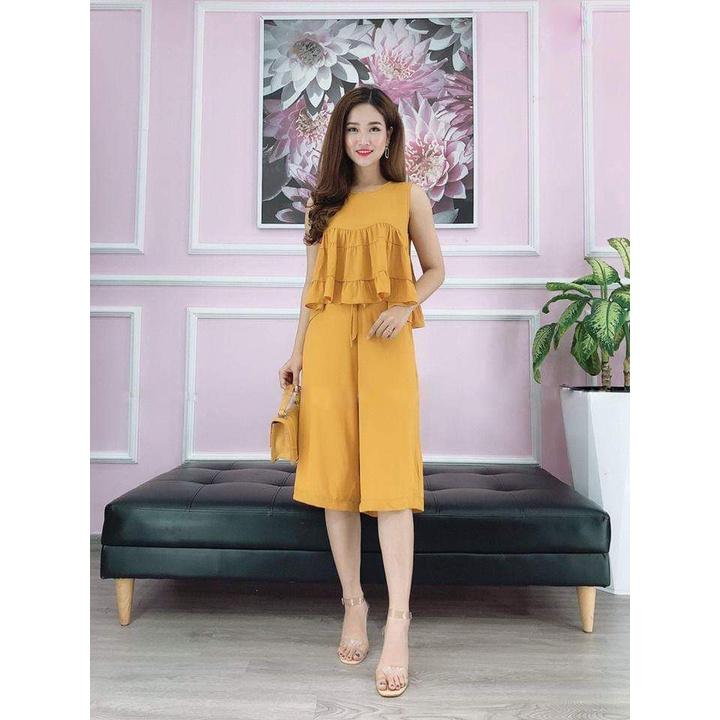 Set bộ ống rộng peplum mặc nhà mùa hè cực xinh-VV79