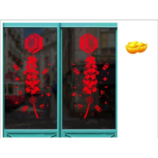 Decal trang trí tết - Hộp dây p.h.a.o nổ lớn đỏ