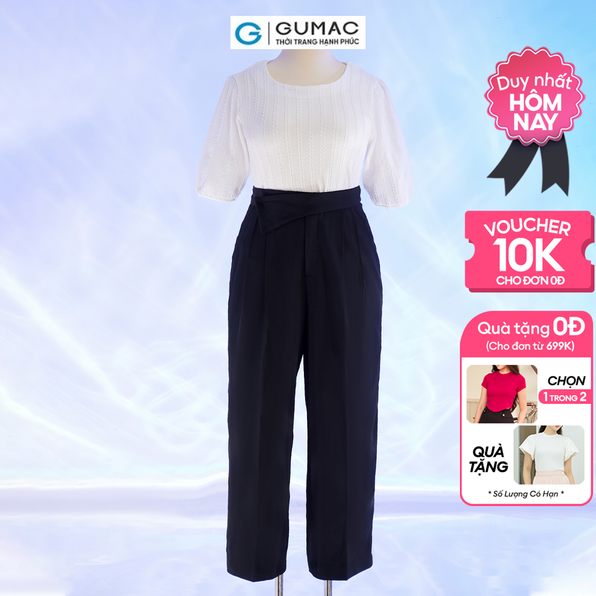 Quần tây suông bigsize xếp ly thời trang GUMAC QD10054