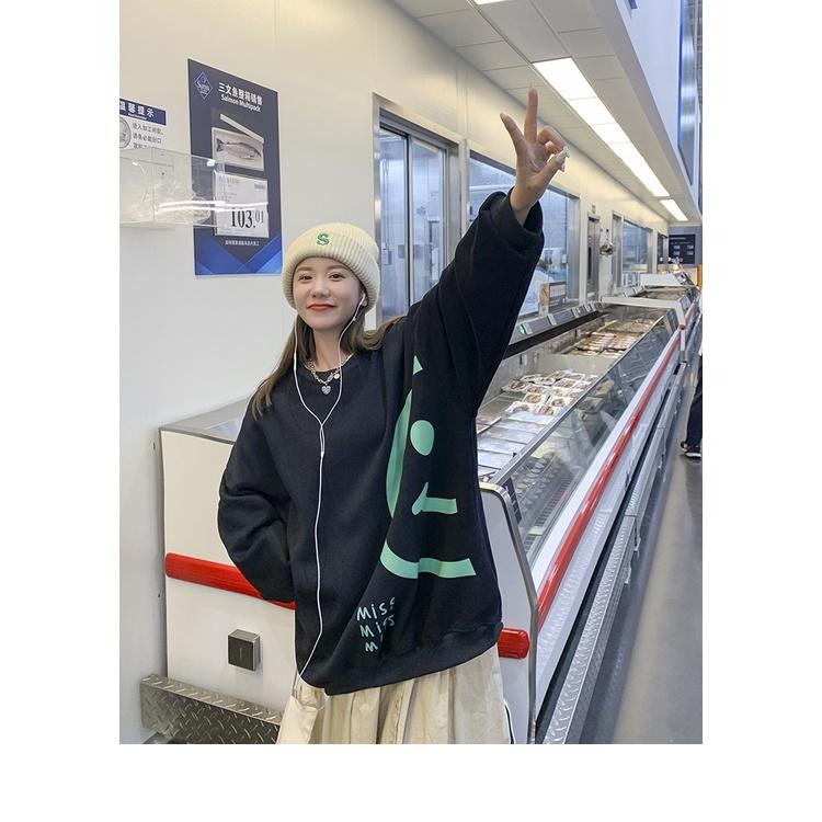 Combo Áo đôi Sweater phong cách Ulzzang Hàn Quốc tay dài. Hình mặt cười Miss phong cách cá tính CoolZ C011