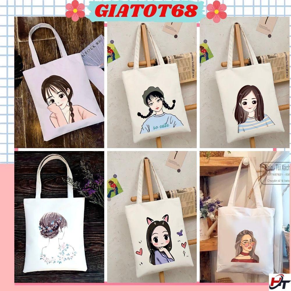 Túi tote đeo chéo đeo vai vải canvas giá rẻ đi học đi chơi Giatot68 554