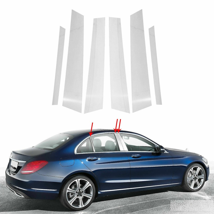 HÀNG NHẬP KHẨU - Bộ 6 thanh nẹp cột B và C cánh cửa xe ô tô Mercedes E200 và E300
