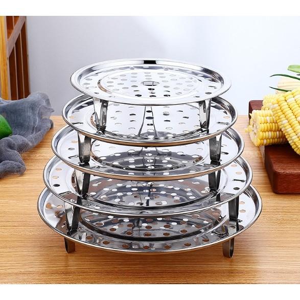 Khay / Xửng / Vỉ Hấp Inox Đa Năng 3 Chân Giá Đỡ Hấp Bánh, Bánh Bao, Hải Sản Vừa Nhanh Vừa Tiện