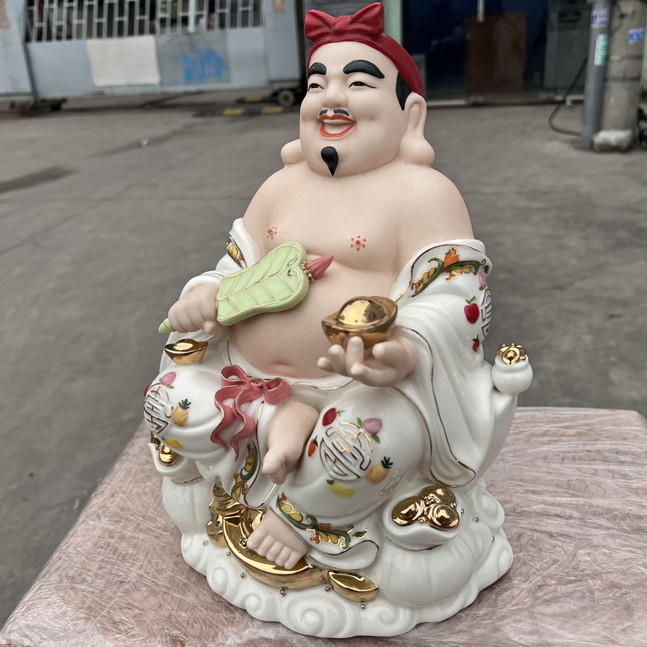 Tượng Thần Tài Thổ Địa sứ đức hóa cao cấp nhập khẩu Đài Loan cao 29cm – TRẮNG