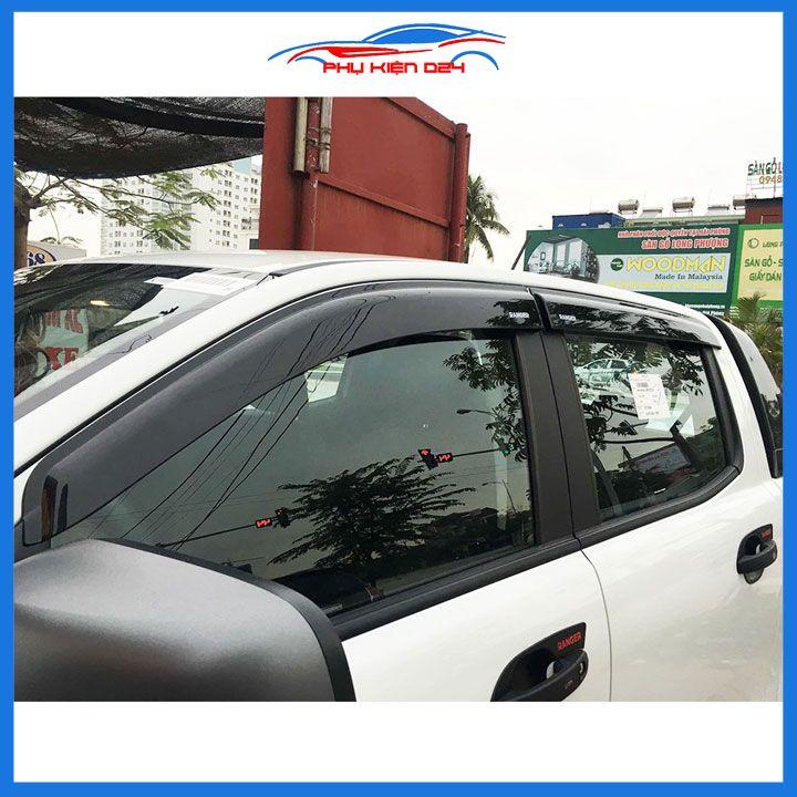 Vè che mưa ô tô Ford Ranger 2022-2023-2024 Vè Đen Thái, nhựa ABS cao cấp chắn mưa, cản bụi, trang trí xe hơi