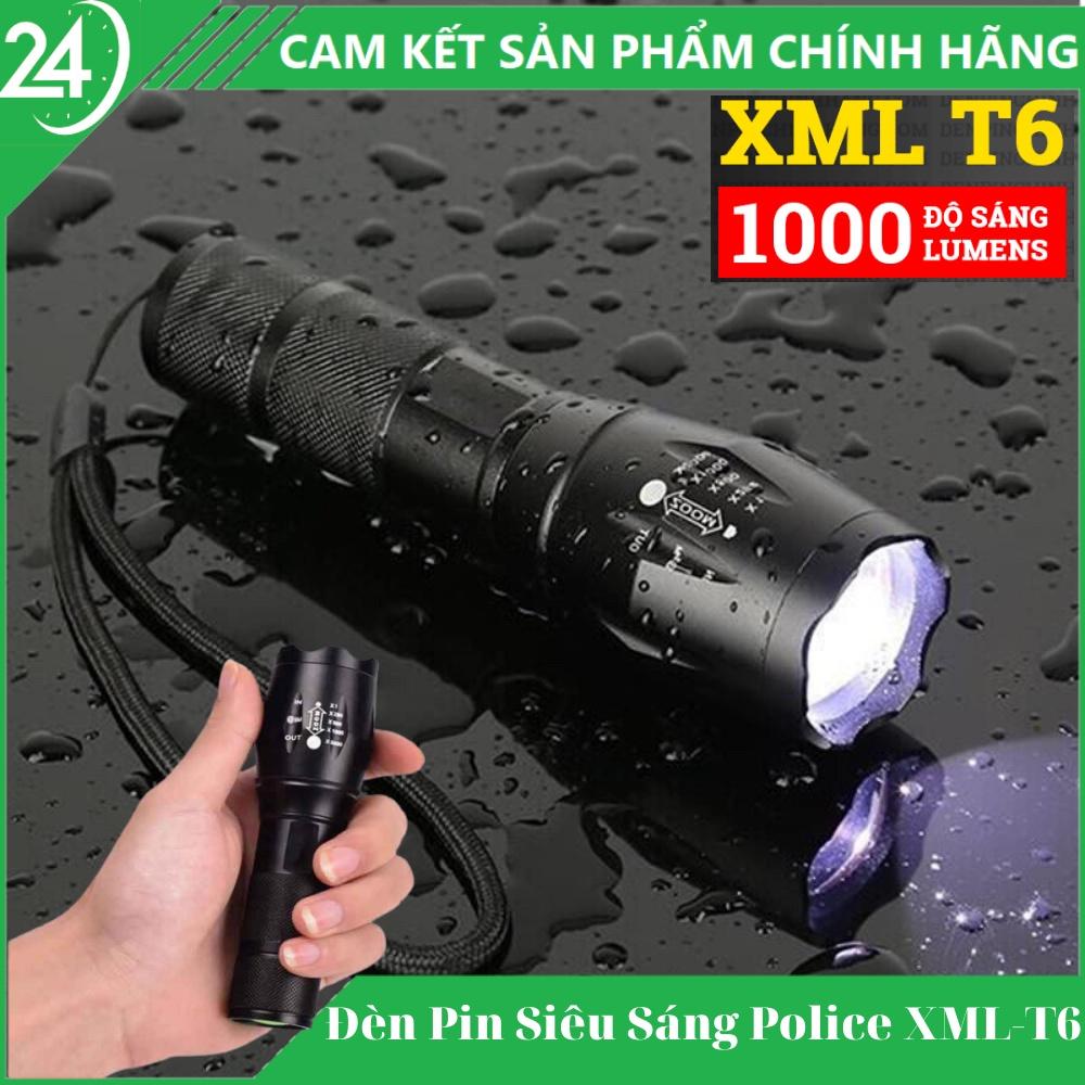 Đèn Pin Siêu Sáng Chiếu Xa Police XML-T6 Có 5 Chế Độ Chiếu Xa Trăm Mét