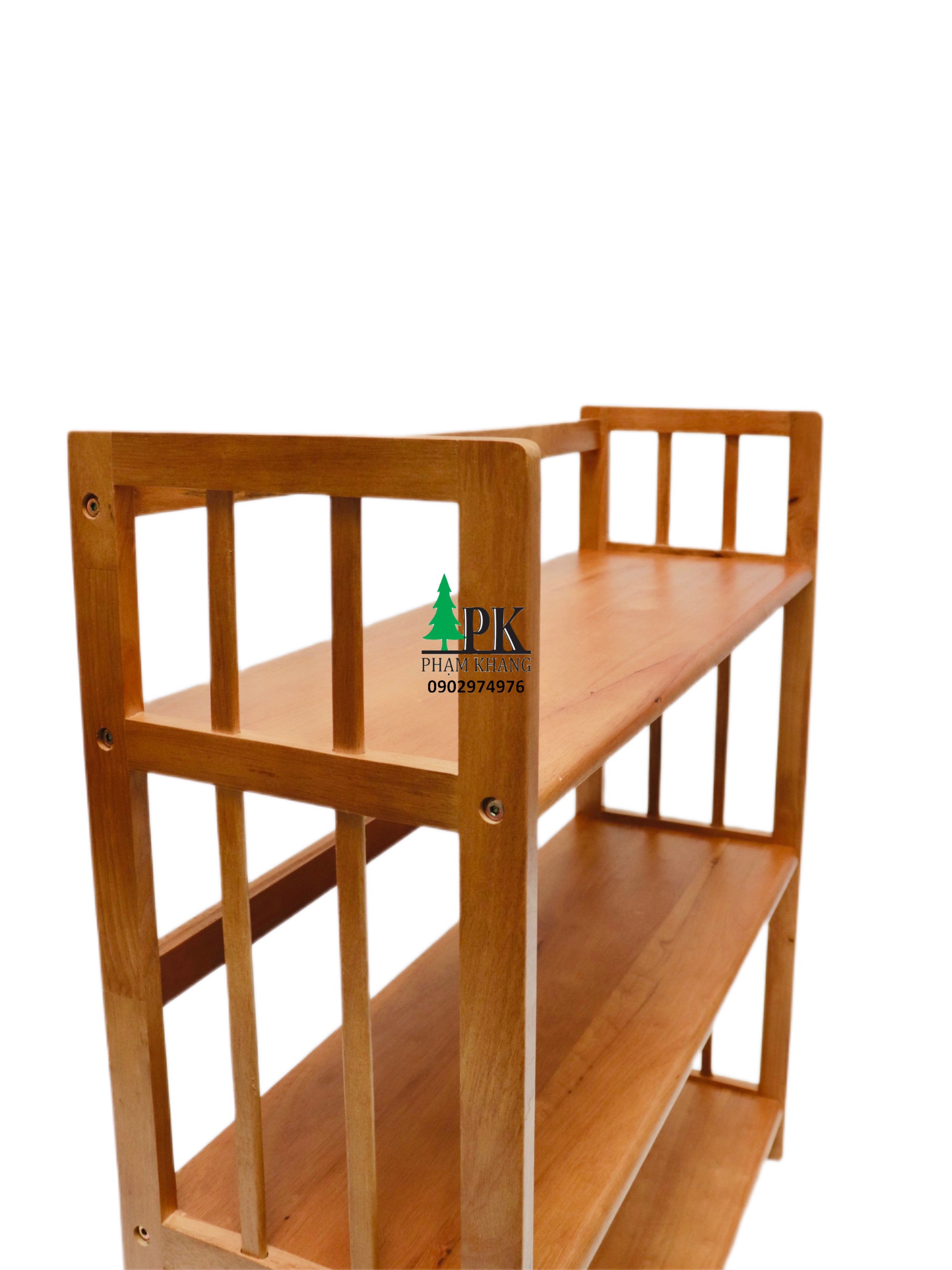 Kệ sách gỗ Phạm Khang 3 tầng rộng 80cm màu vàng cherry