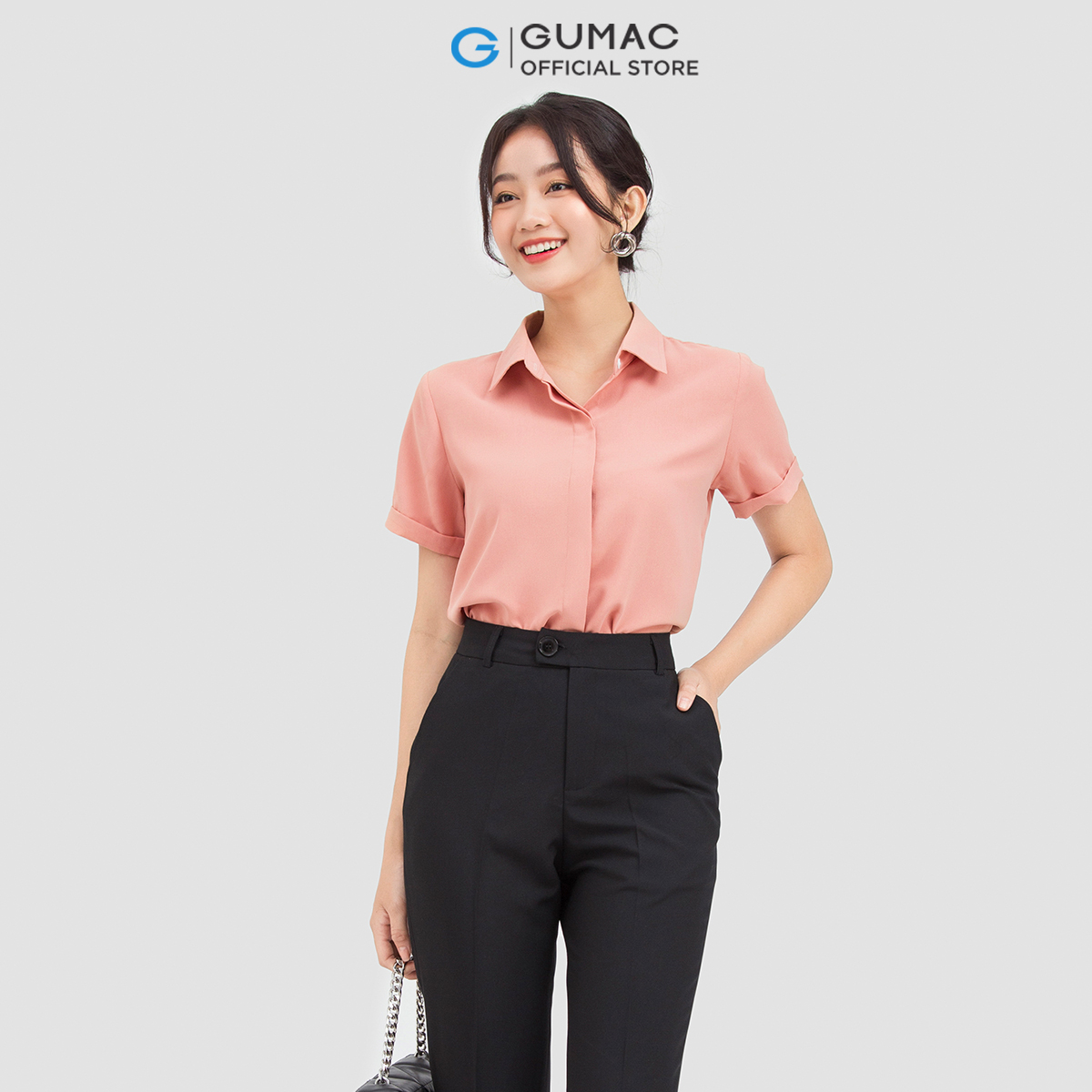 Áo sơ mi nữ GUMAC AC06039 tay ngắn tay lật