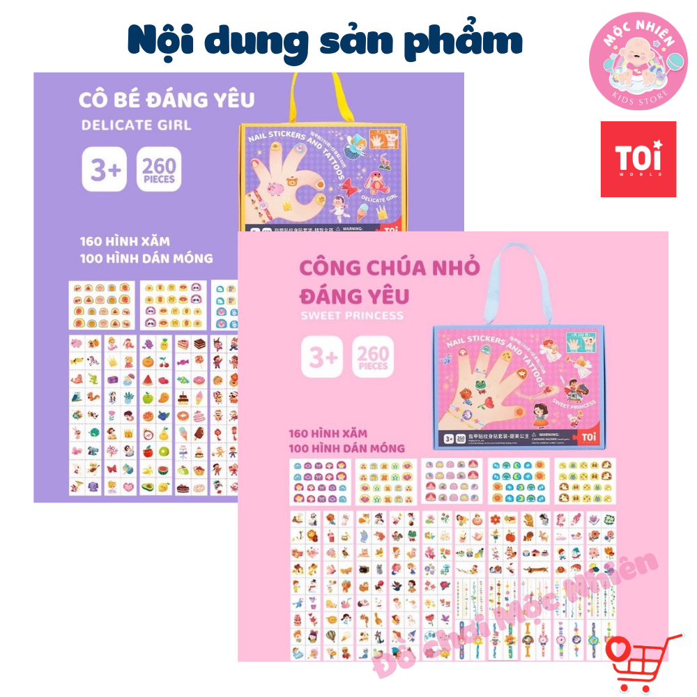 Đồ chơi Dán Móng Tay và Hình Xăm Nail Stickers and Tatoos Chính hãng TOI - Dành cho bé từ 3 tuổi+