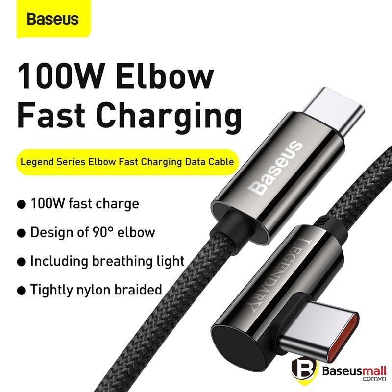 Baseus -BaseusMall VN Cáp sạc Type C to Type C 100W Baseus Legend Series Elbow Fast Charging Data Cable (Hàng chính hãng)