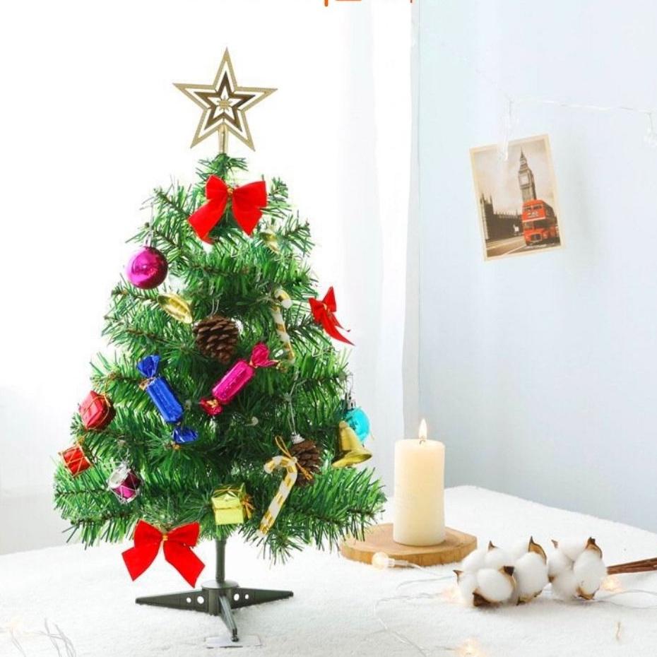 Cây thông noel 60cm mini để bàn nhỏ gọn sẵn phụ kiện trang trí giáng sinh