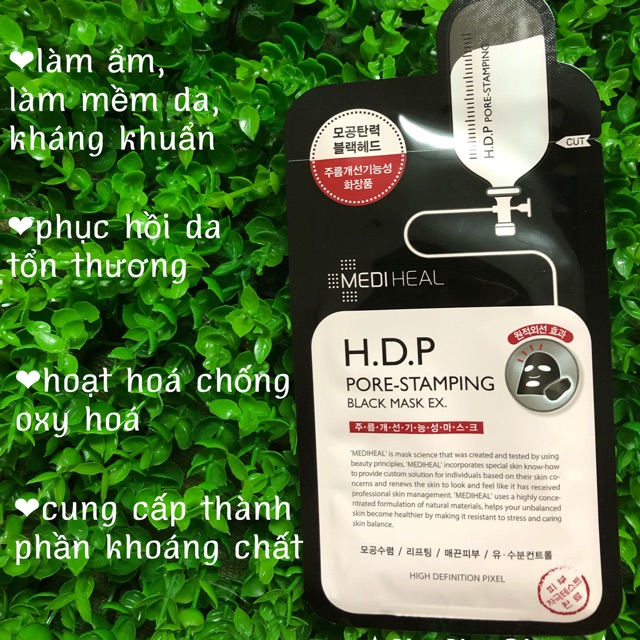 Mặt Nạ Than Hoạt Tính Loại Bỏ Bã Nhờn Và Làm Mịn Da Mediheal H.D.P Pore-Stamping Black Mask Ex 25ml