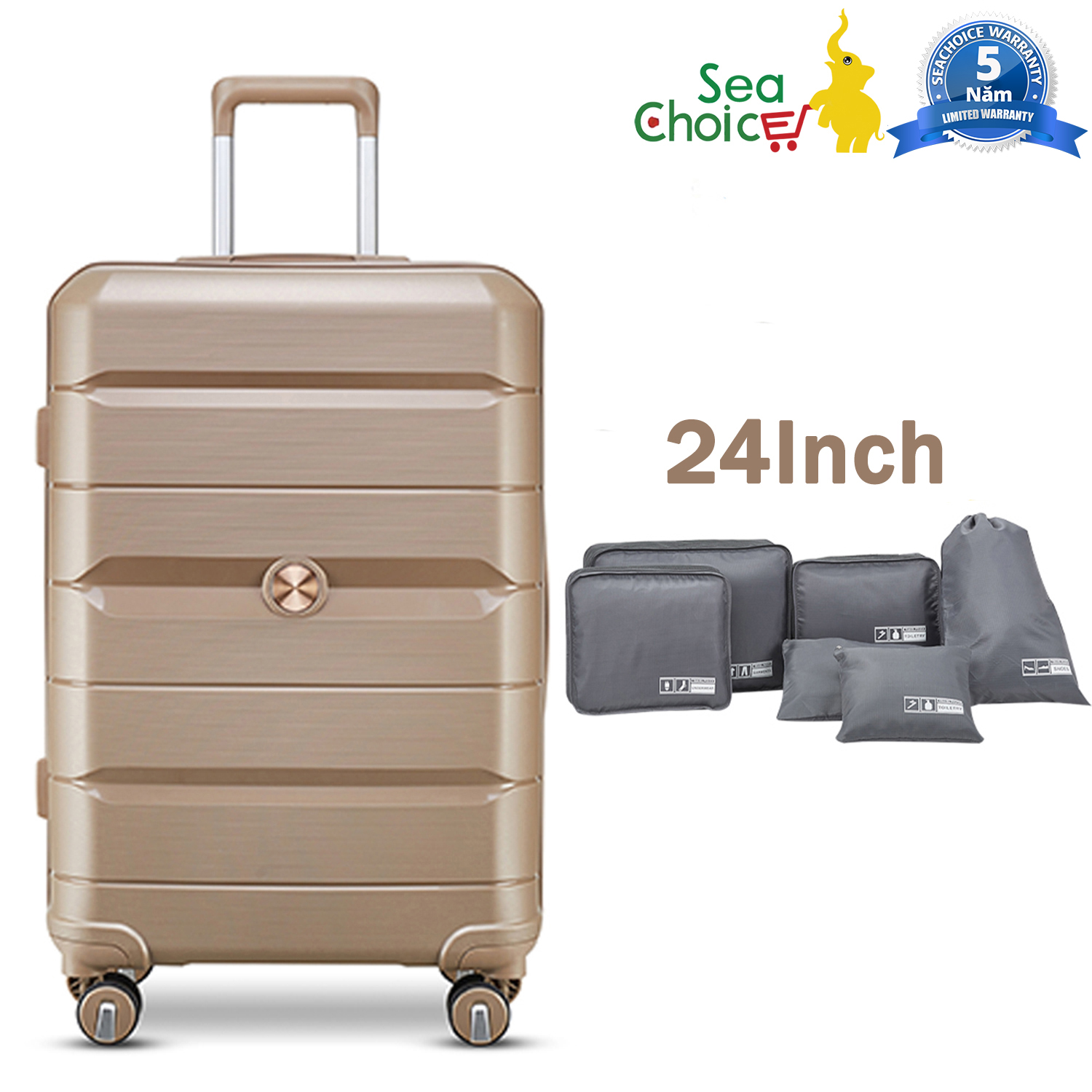 Vali du lịch Sea Choice chất liệu nhựa PP khóa TSA Dây kéo YKK Chống rơi bền đẹp nhiều Size 14+20/24/28'' - Bảo hành 5 năm