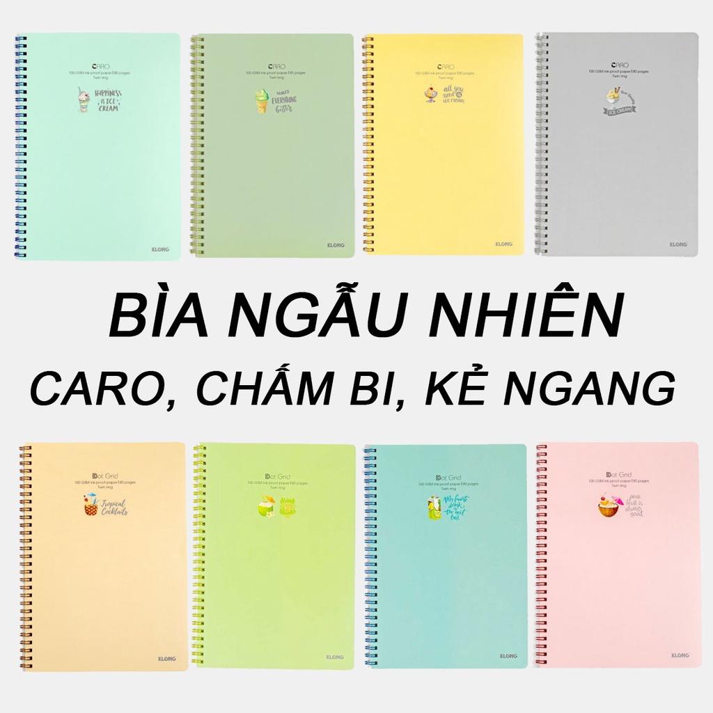 Sổ lò xo 80 trang B5 Klong caro, chấm bi, kẻ ngang, Self Planner chọn bìa