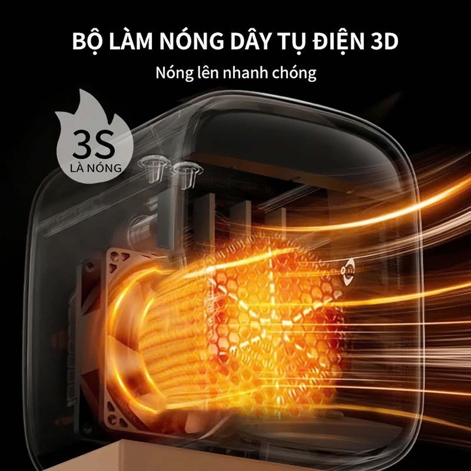 Quạt sưởi mini H358, máy sưởi mini để bàn thiết kế nhỏ gọn tiện lợi, không mùi nhựa, công suất 350-500W, hàng chính hãng, BH 12 tháng