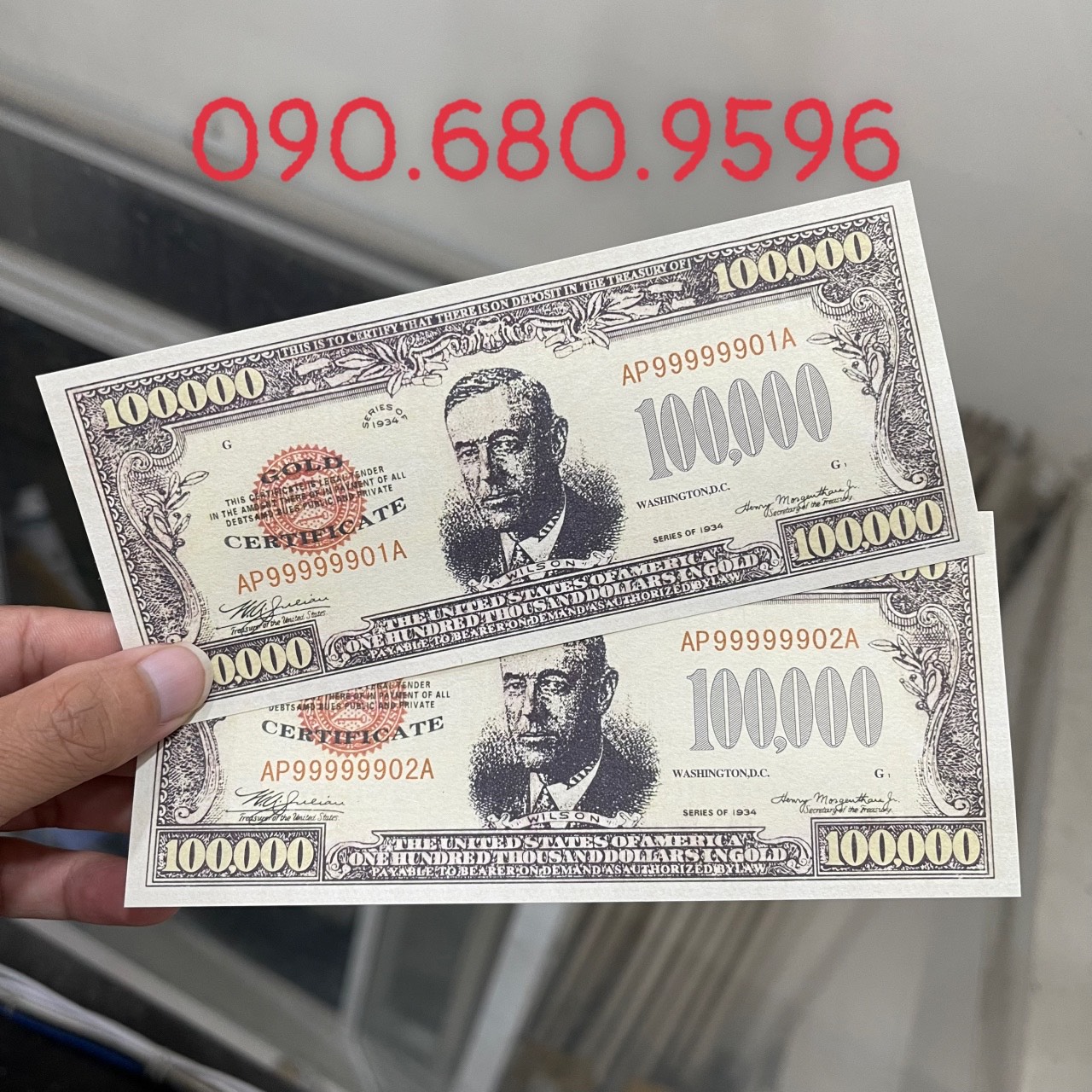 Tờ Tiền 100 Ngàn Đô Mỹ Lưu Niệm Có Bảo An Siêu Cấp In Hình Tổng Thống Wilson