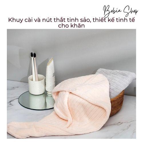 Khăn quấn tóc ủ tóc nhanh khô cao cấp Lông cừu công nghệ Nhật siêu mềm, siêu thấm, siêu dày 26x67cm
