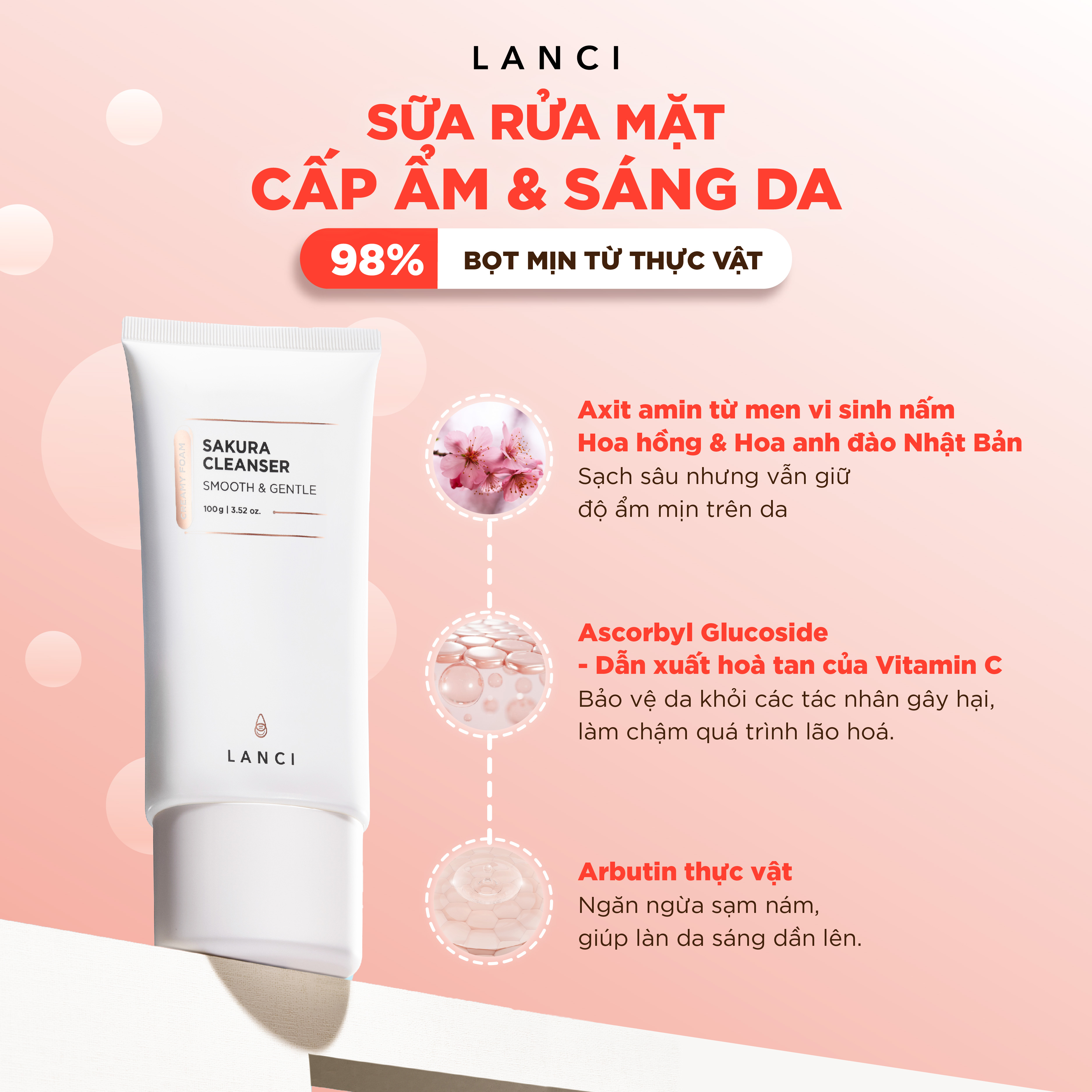 Combo Làm Sạch Chuyên Sâu LANCI Sạch Mướt (Sáp Tẩy Trang 100g + Sữa Rửa Mặt 100g)