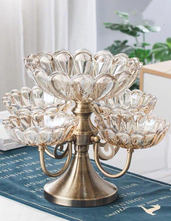 KHAY 5 TÔ ĐỰNG TRÁI CÂY TRÁNG MIỆNG QUÝ TỘC SEPARATE BRASS