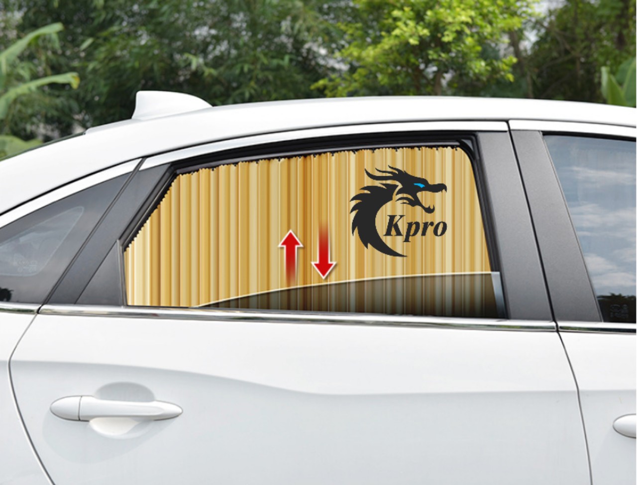Bộ 4 rèm vải kéo che nắng ô tô, Tấm che nắng kính lái, Tấm che nắng cửa sổ - Hàng Kpro chất lượng cao
