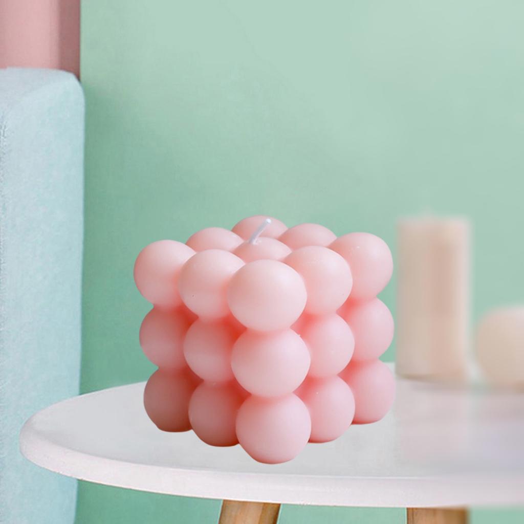 2xCube Candle Soy Wax Small INS Bedroom Office Nursery Decor Dessert Candle pink