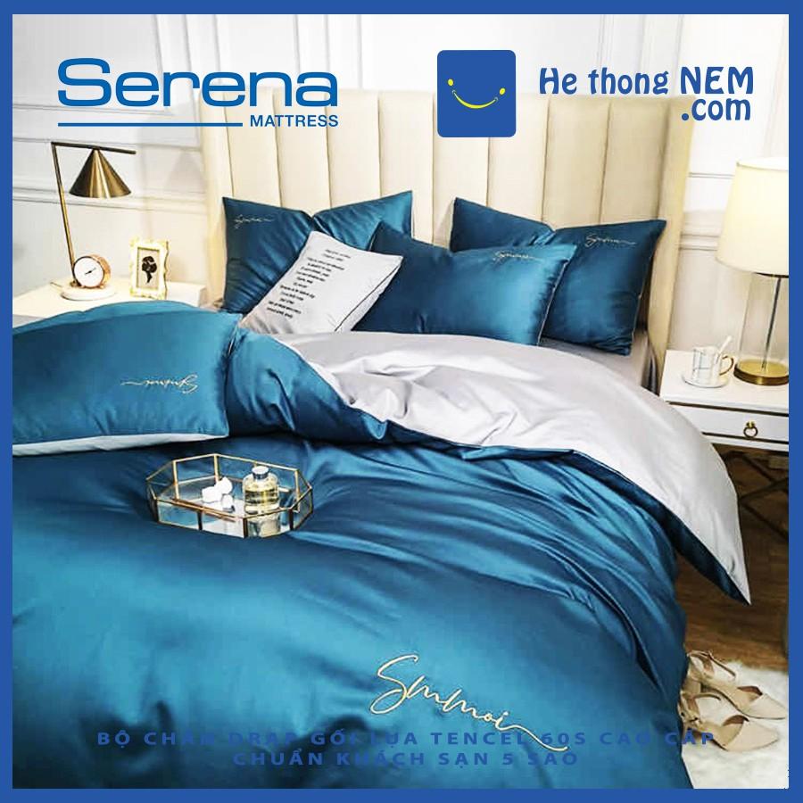 Bộ Chăn Ga Vỏ Gối Trải Giường Lụa Ai Cập SERENA Tencel Sumoi Cao Cấp Set 4 Món - Hệ Thống Nệm