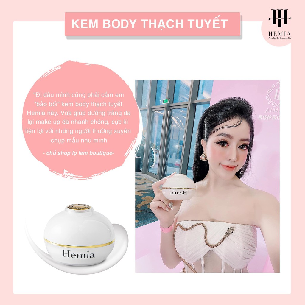 Kem dưỡng toàn thân Hemia Whitening Body Cream 150g dưỡng trắng, cấp ẩm, chống nắng, make up da