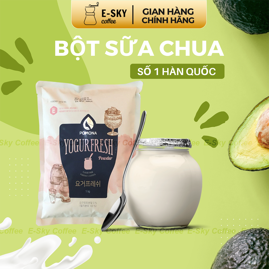 Bột Sữa Chua Pomona Yogurt Powder Nguyên Liệu Pha Chế Sữa Chua Hàn Quốc Gói 1kg